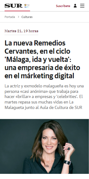 La nueva Remedios Cervantes, en el ciclo 'Málaga, ida y vuelta': una empresaria de éxito en el márketing digital